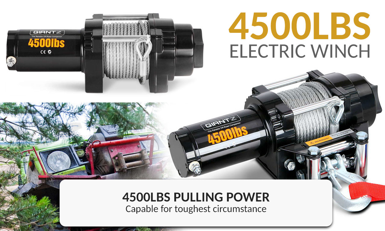 4500LBS Electric Winch ATV 4WD Steel Cable Wire + Wireless Remote Boat