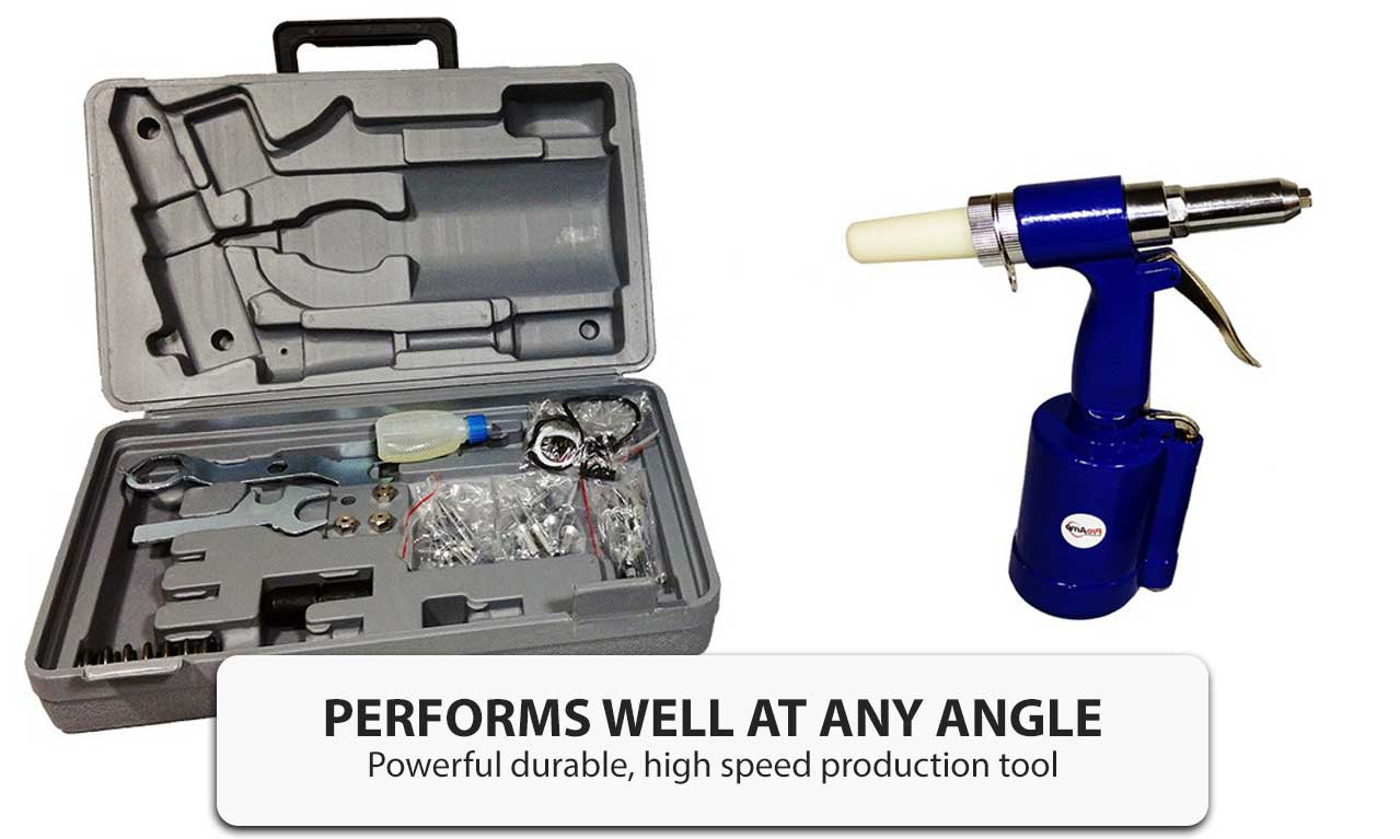 Air Riveter Kit Hydraulic Pop Rivet Gun Heavy Duty Riveting Tool w