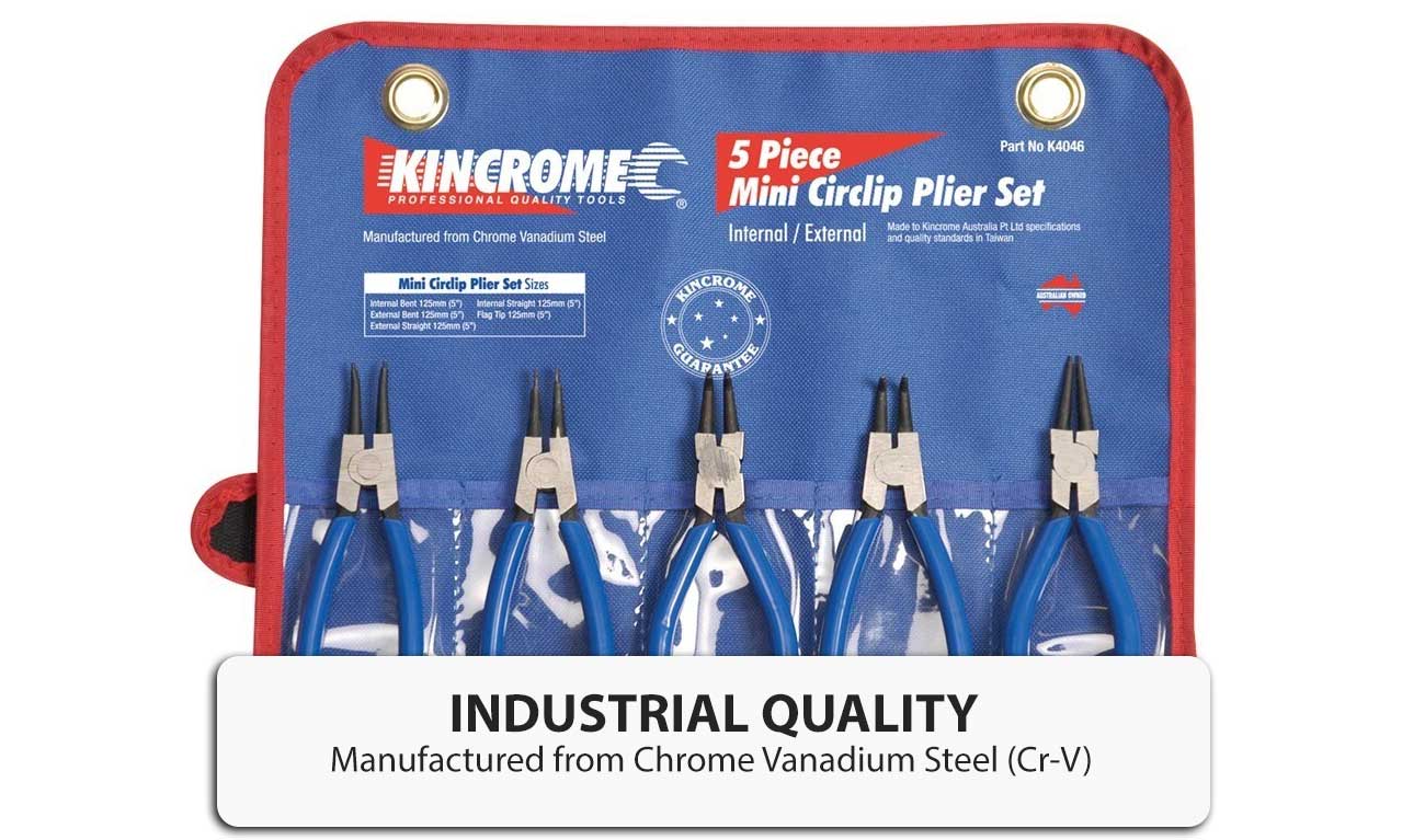 Kincrome 5 Piece Mini Circlip Pliers Set 125mm Internal External Work