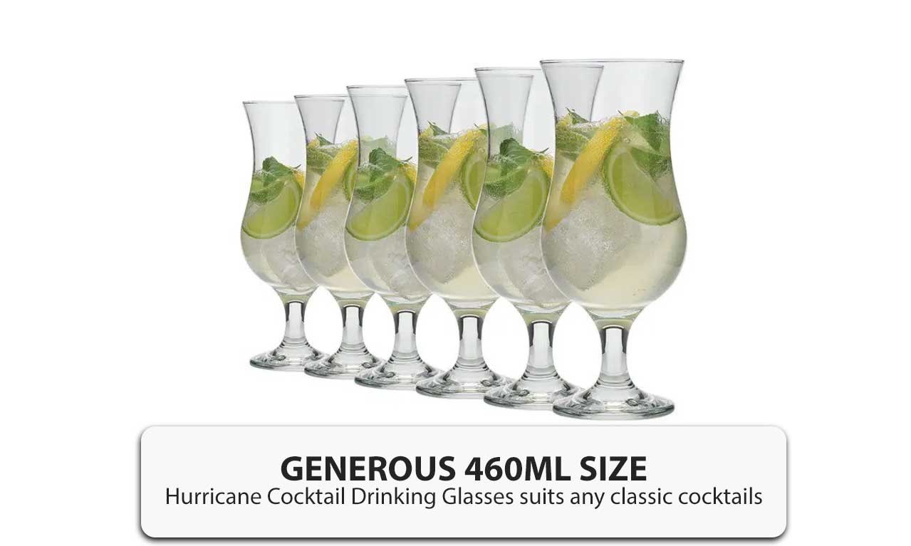 Set of 6 460 ml Cocktail Glasses Lead Free Dishwasher Safe Mocktail