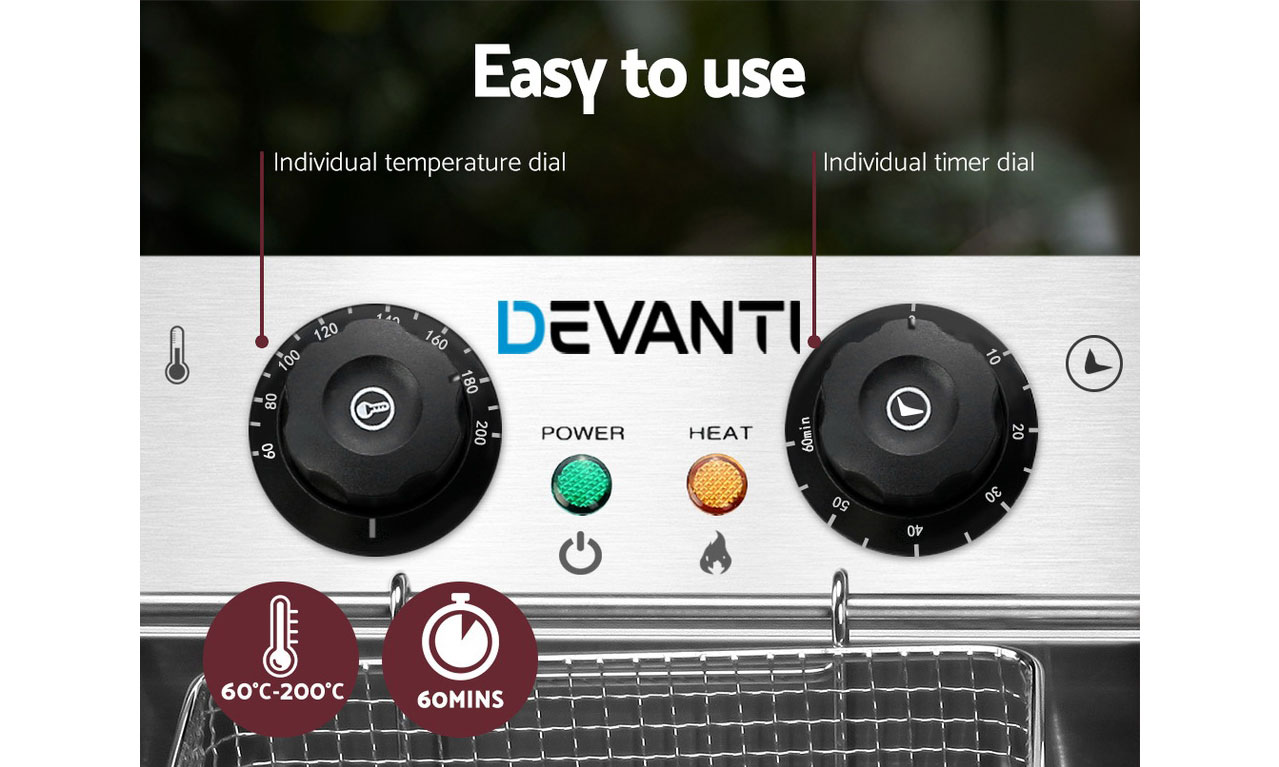 Commercial Deep Fryer Double Electric Basket Benchtop Cooker NEW