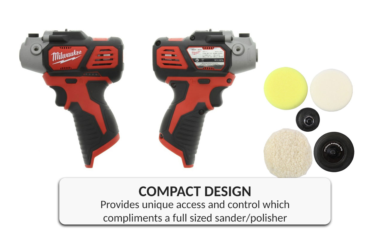 Milwaukee M12BPS0 12V Liion Cordless Spot Polisher / Detail Sander Skin Only 4892210131553