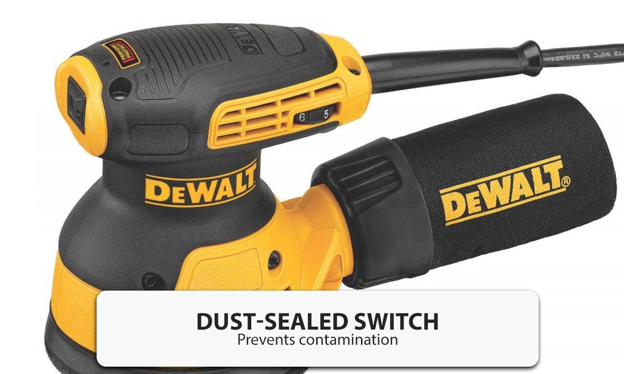 DeWalt 125mm 280W Random Orbital Palm Sander Variable Speed