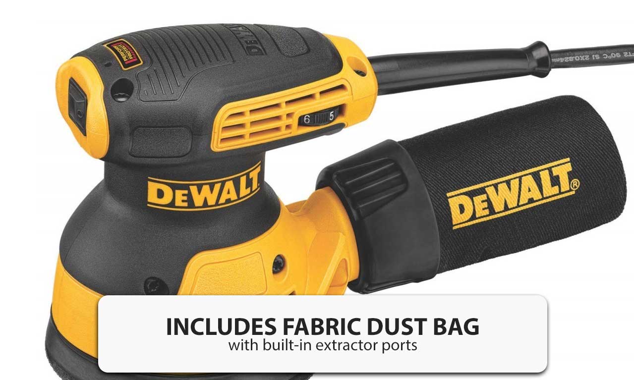 DeWalt 125mm 280W Random Orbital Palm Sander Variable Speed