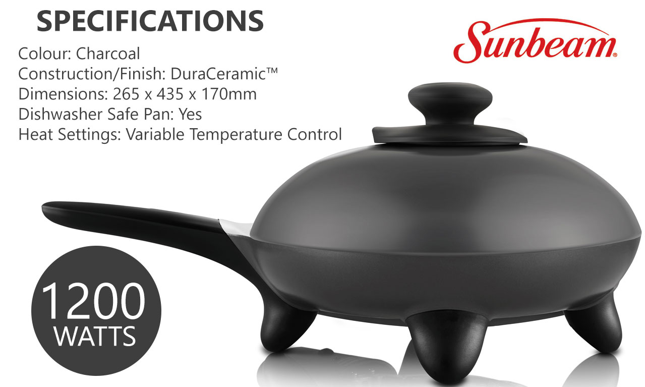 Electric Frying Pan Sunbeam Ceramic Skillet Frypan Non Stick High Domed