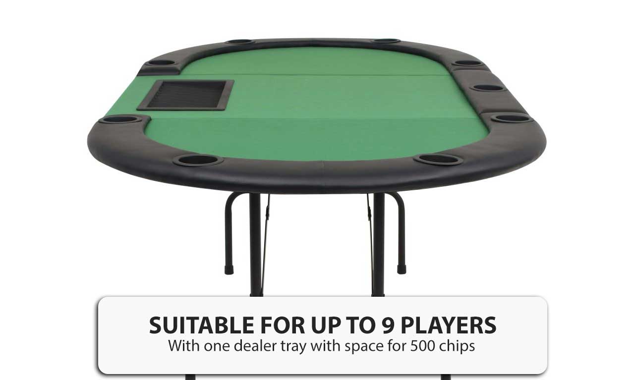 9 Player Folding Poker Table 3 Fold Oval Green Game Casino Tabletop Cup