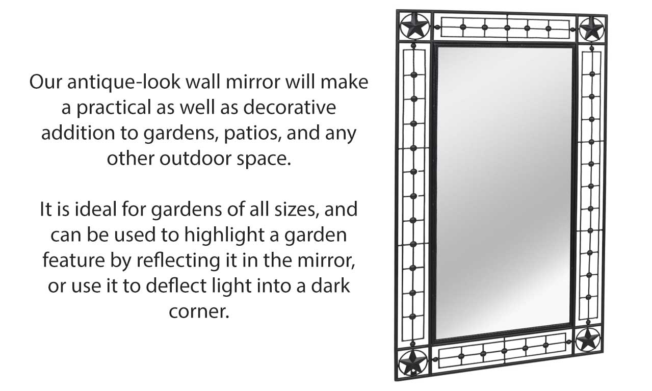 Rectangular Outdoor Garden Wall Mirror 60x110cm Black Steel Frame