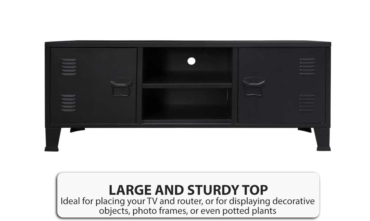 Black Metal TV Storage Office Industrial Style Entertainment