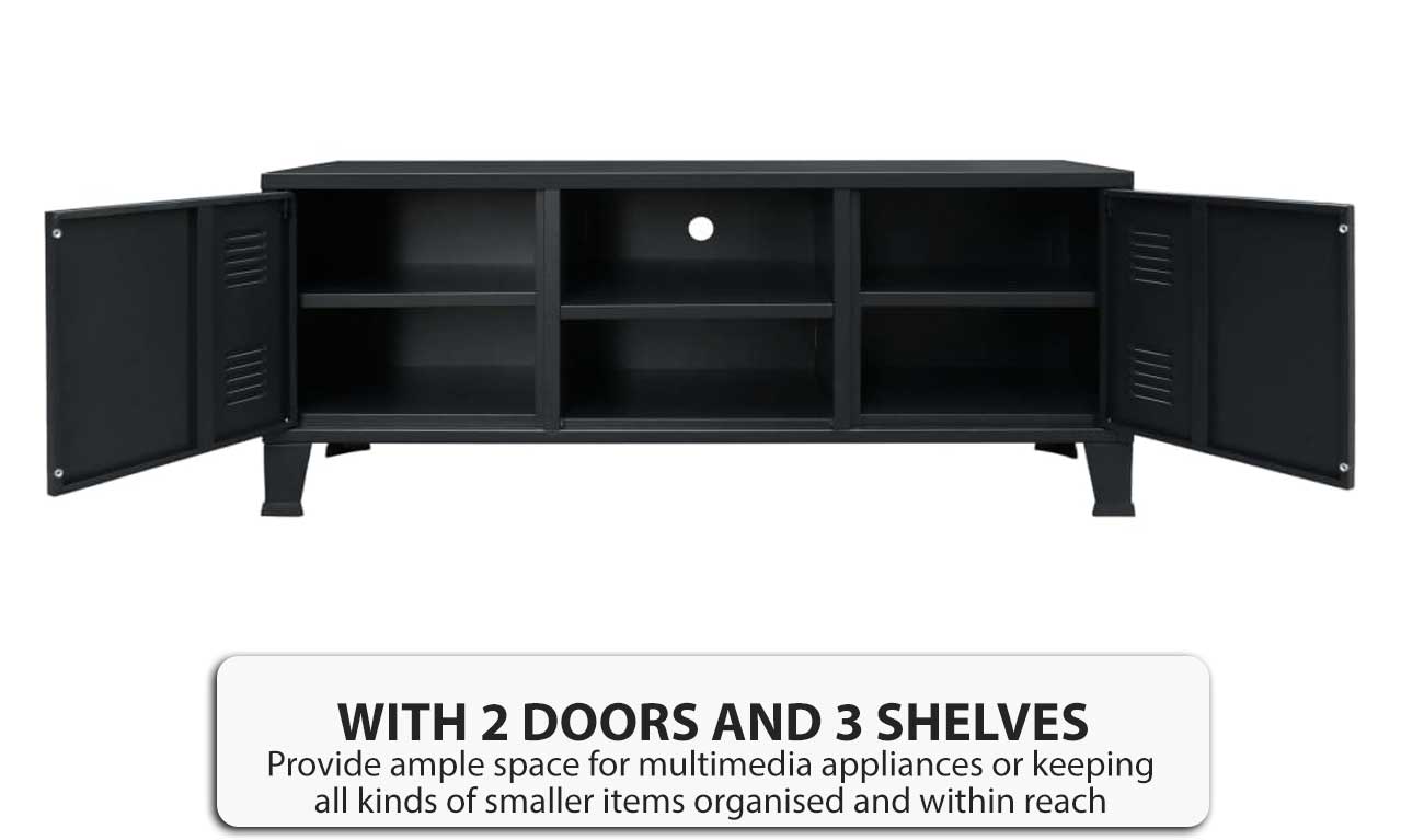 Black Metal TV Storage Office Industrial Style Entertainment