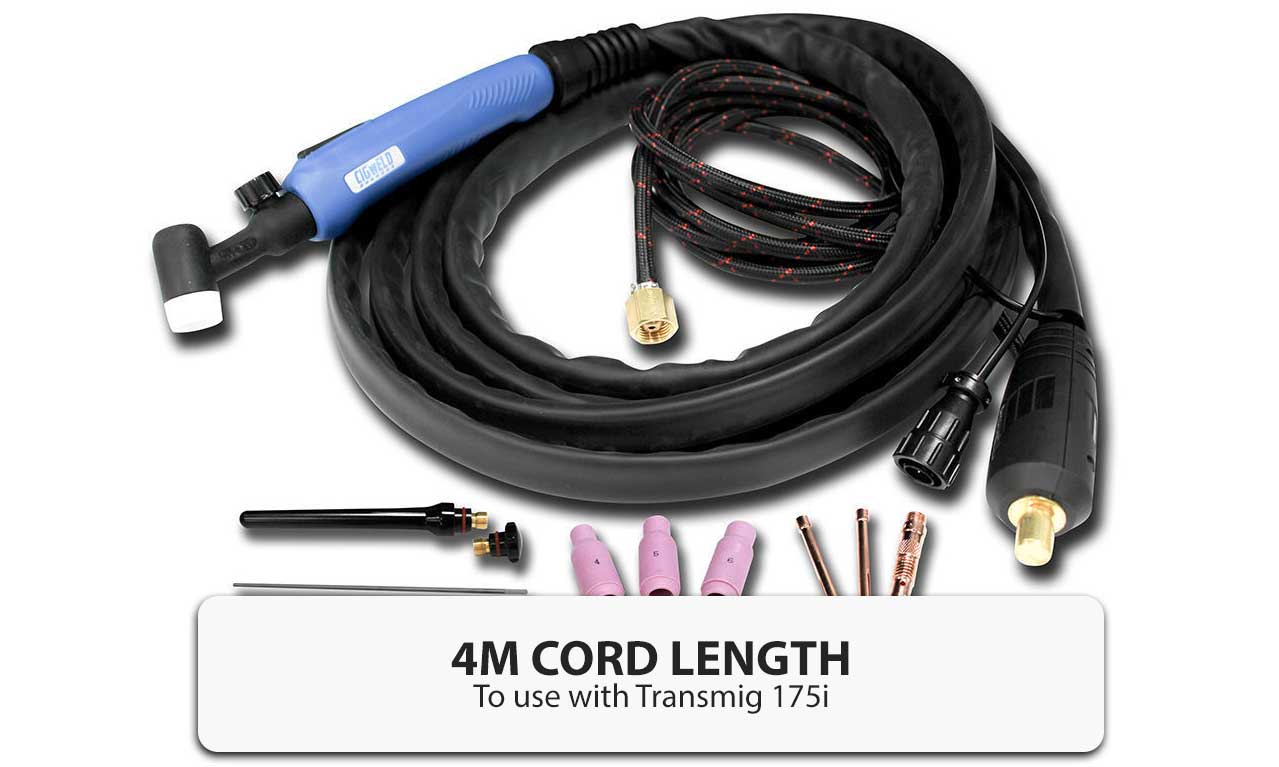 Cigweld W4013801 175i Tig Torch Attachment Lead Welder Mig 4m Cord