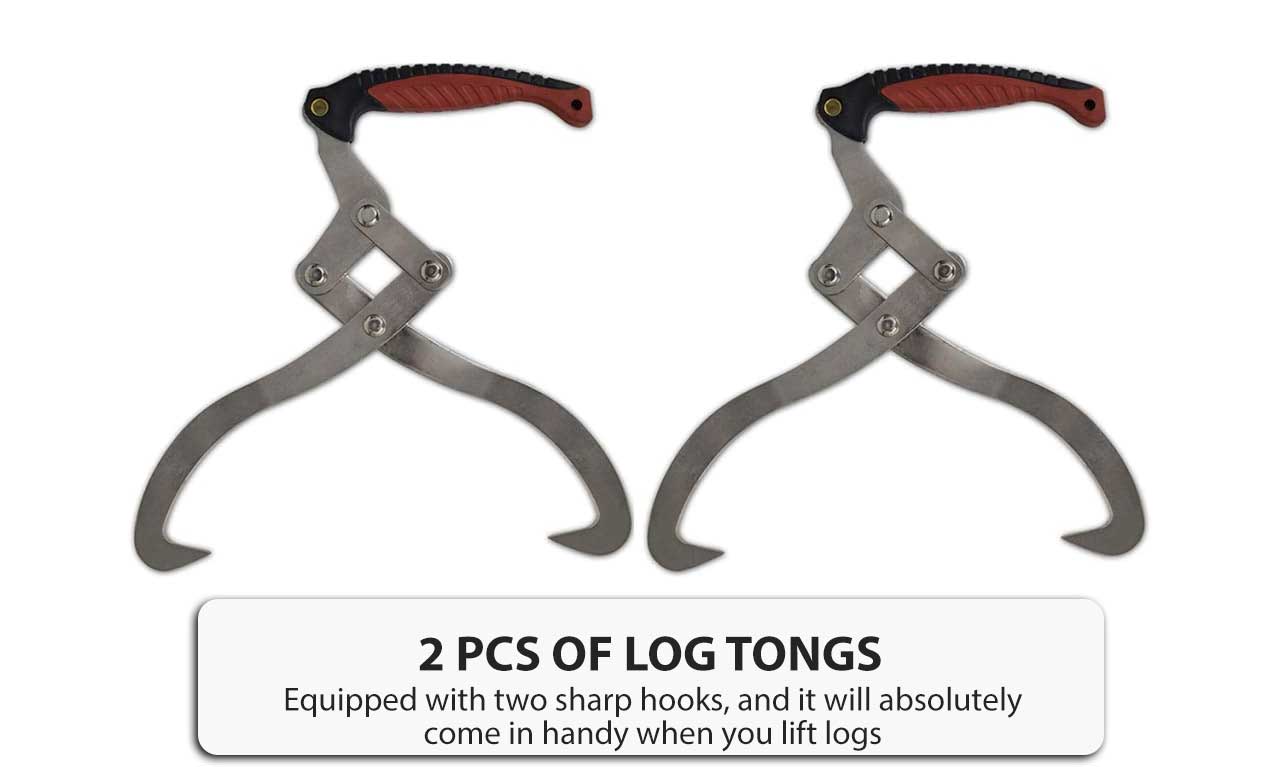 2 Pieces Log Tongs with TPR Handle 65 Manganese Steel Grabber Holder