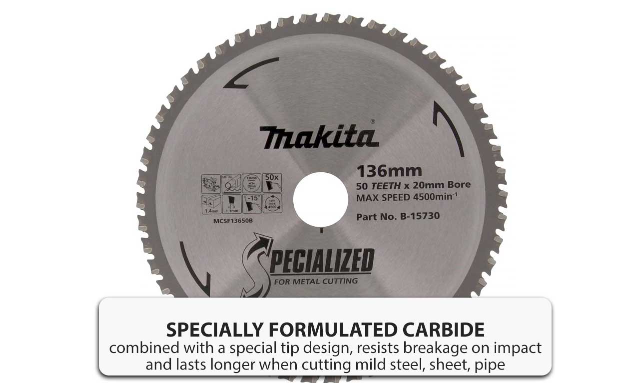 Makita Cold Metal Cutting Saw Blade 136mm 50 Teeth x 20mm Bore 4500min