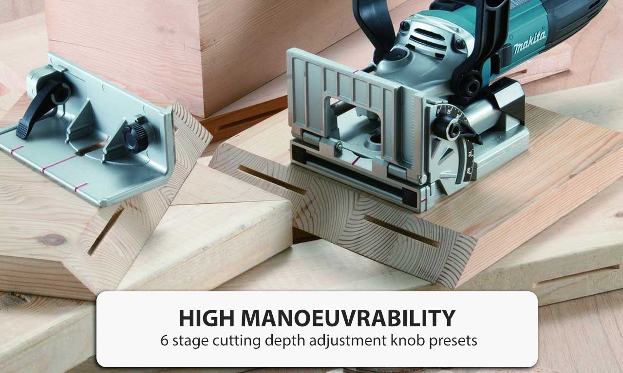 Makita PJ7000 701W Biscuit Plate Joiner with Ergonomic Barrel Grip