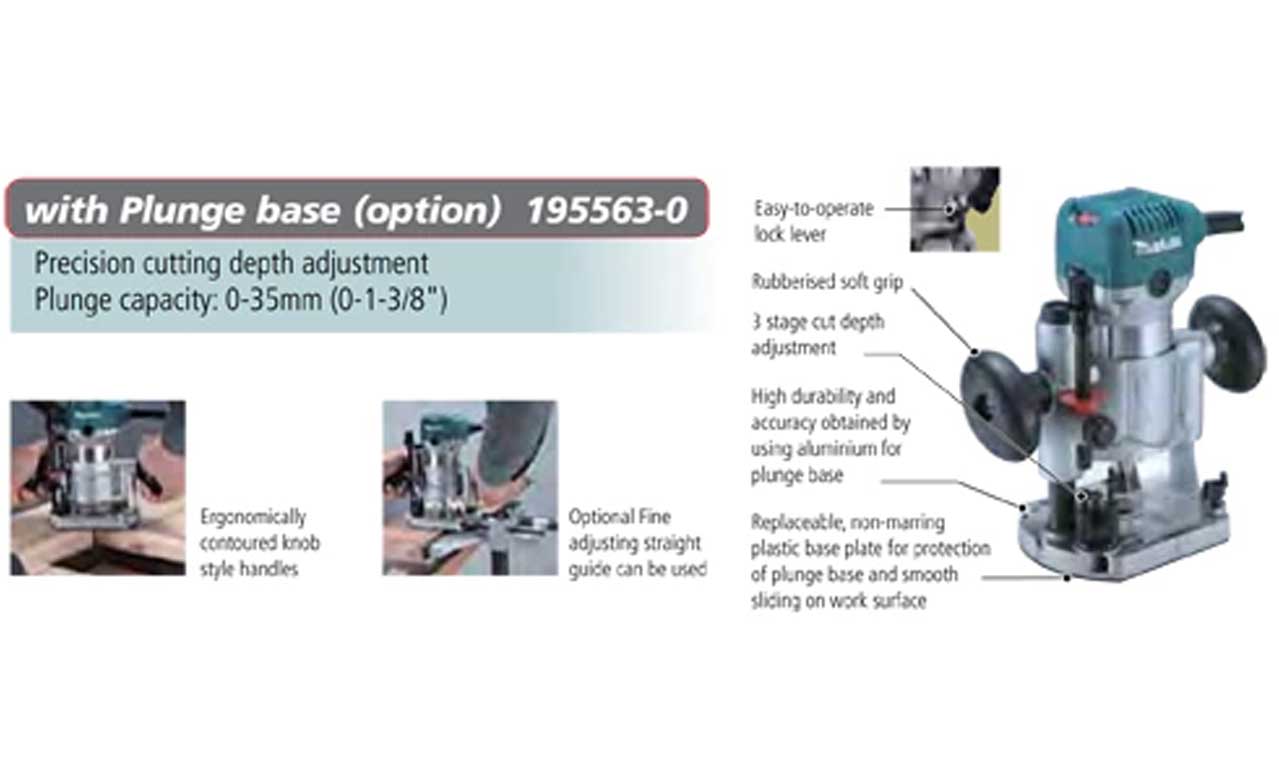 Makita Plunge Base Router Attachment Set for RT0700CX 1955630 11/4 HP