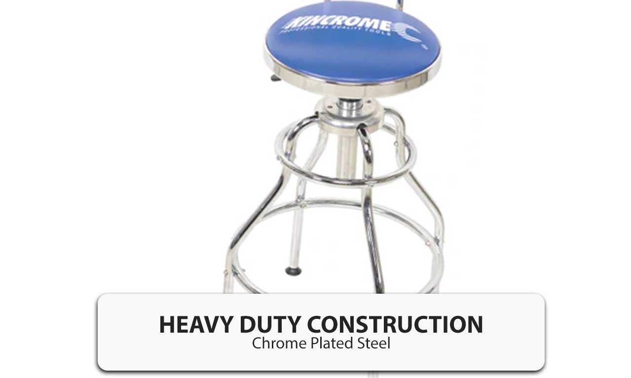 Kincrome Pneumatic Garage Stool Mechanic Workshop High Backrest Padded