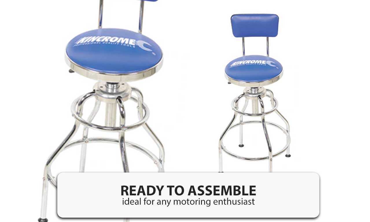 Kincrome Pneumatic Garage Stool Mechanic Workshop High Backrest Padded