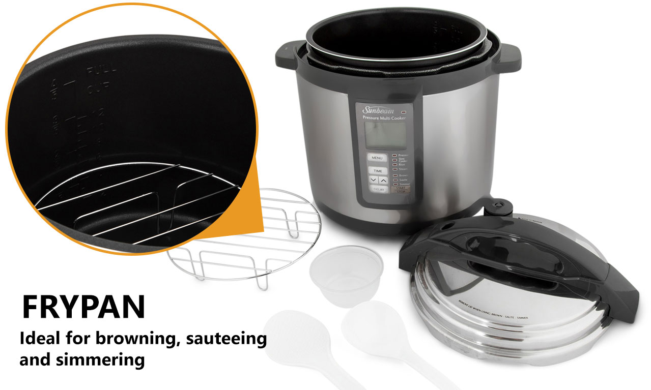 Sunbeam Electric Pressure Cooker Multi Function Rice Slow Steamer Fry