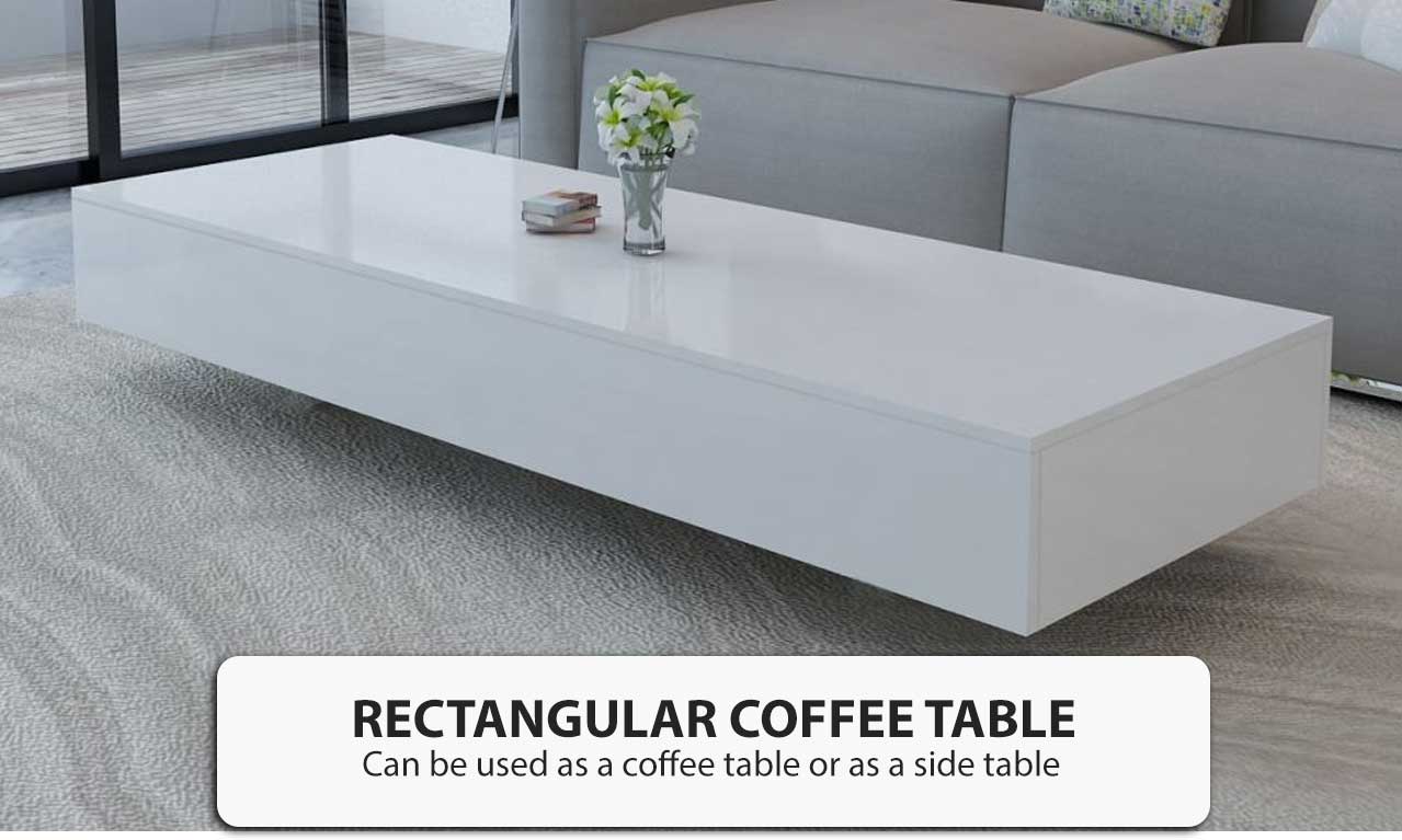 white rectangle coffee table