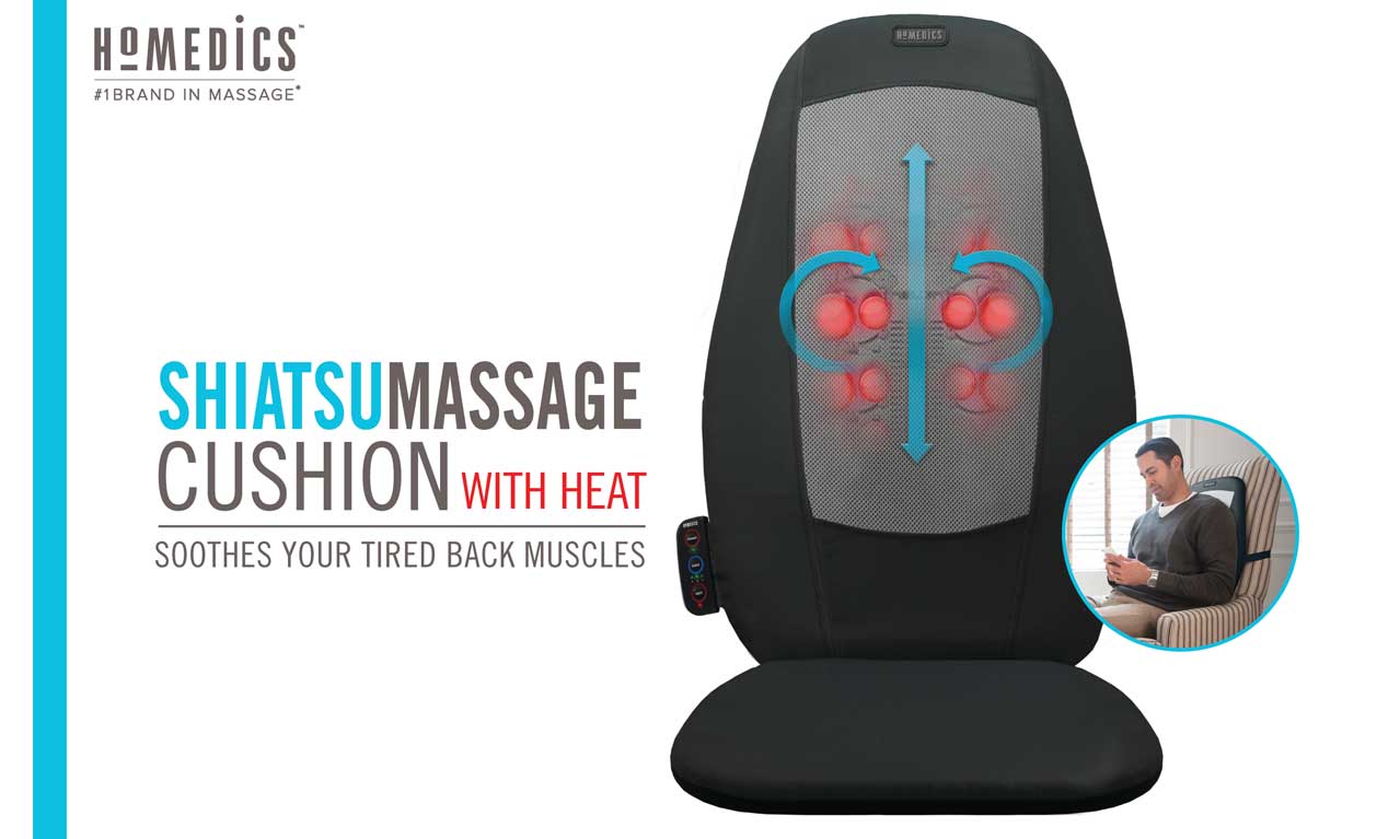 Homedics Shiatsu Back Massage Cushion Lumbar Deep Kneading Heat Massager Chair Ebay