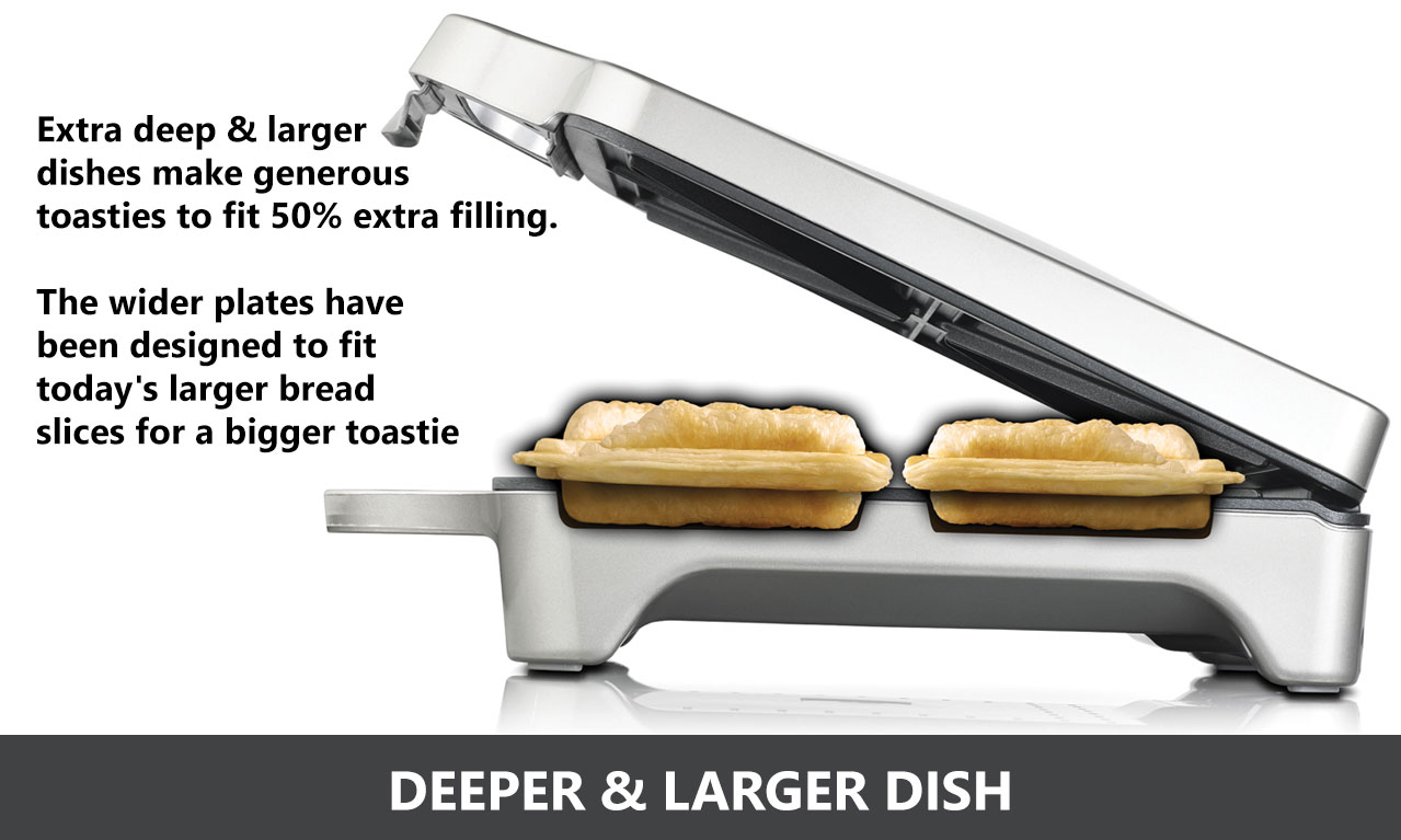 Sandwich Press Jaffle Maker Sunbeam 4x Big Fill Toastie Non Stick Grill