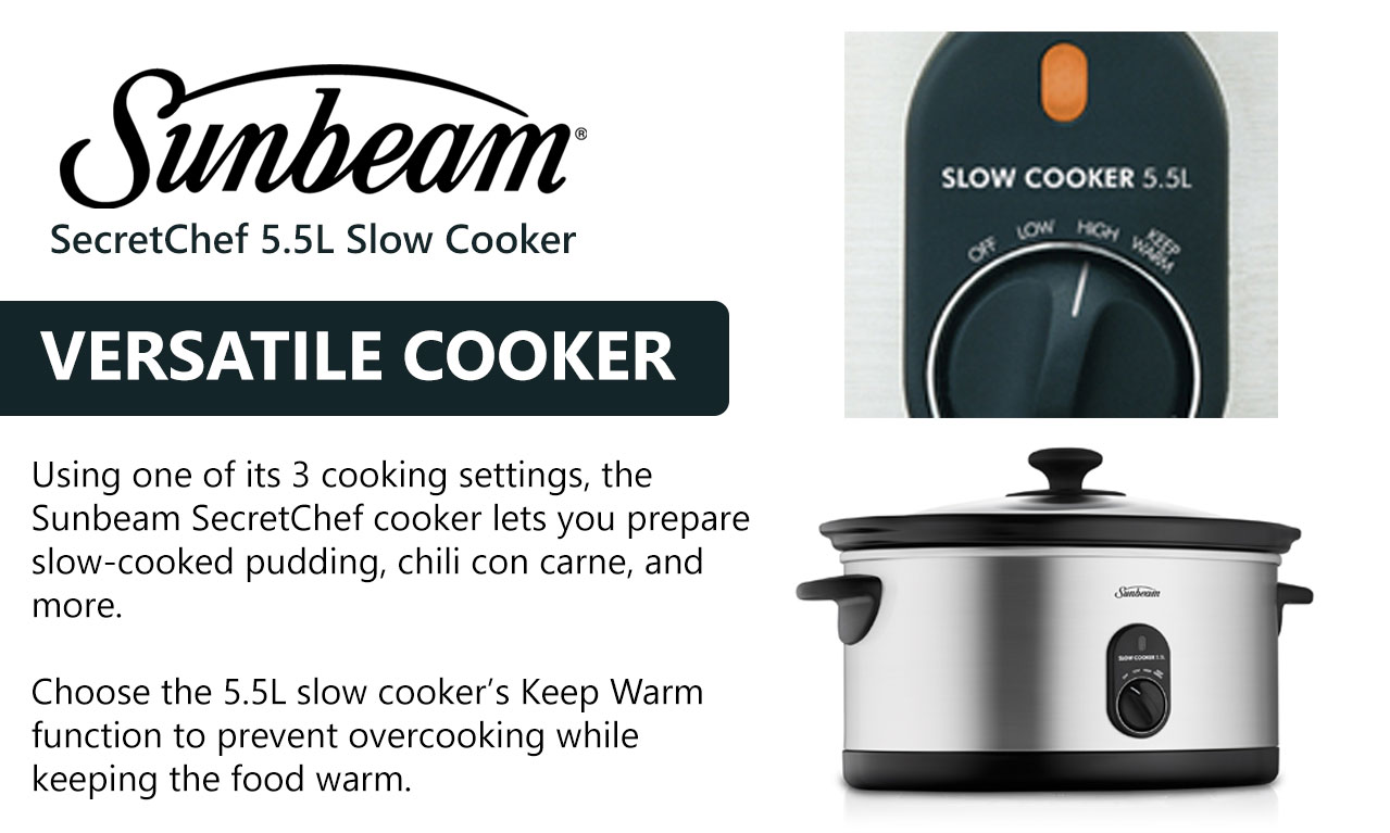 Sunbeam Secret Chef Slow Cooker 5.5L HP5520 Ceramic Crock Insert Pot