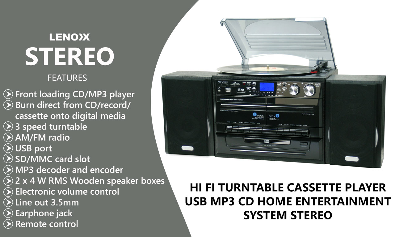 Stereo System Turntable Vinyl Record Player w/ Dual